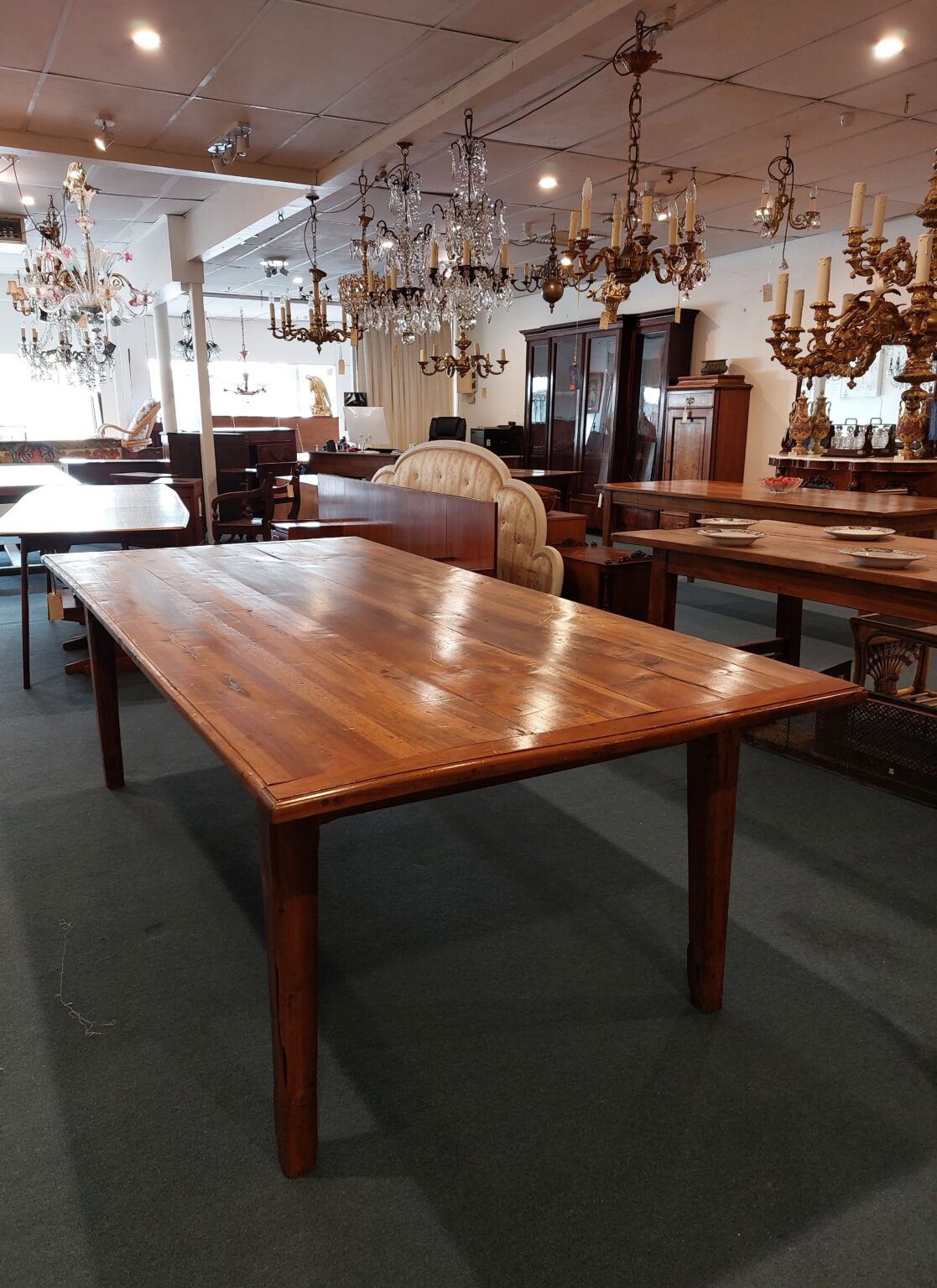 Lovely French Provincial Table in Walnut. Lovely Patina. 2.4 mtrs L x 1.1 mtrs W. Town and Country Antiques
