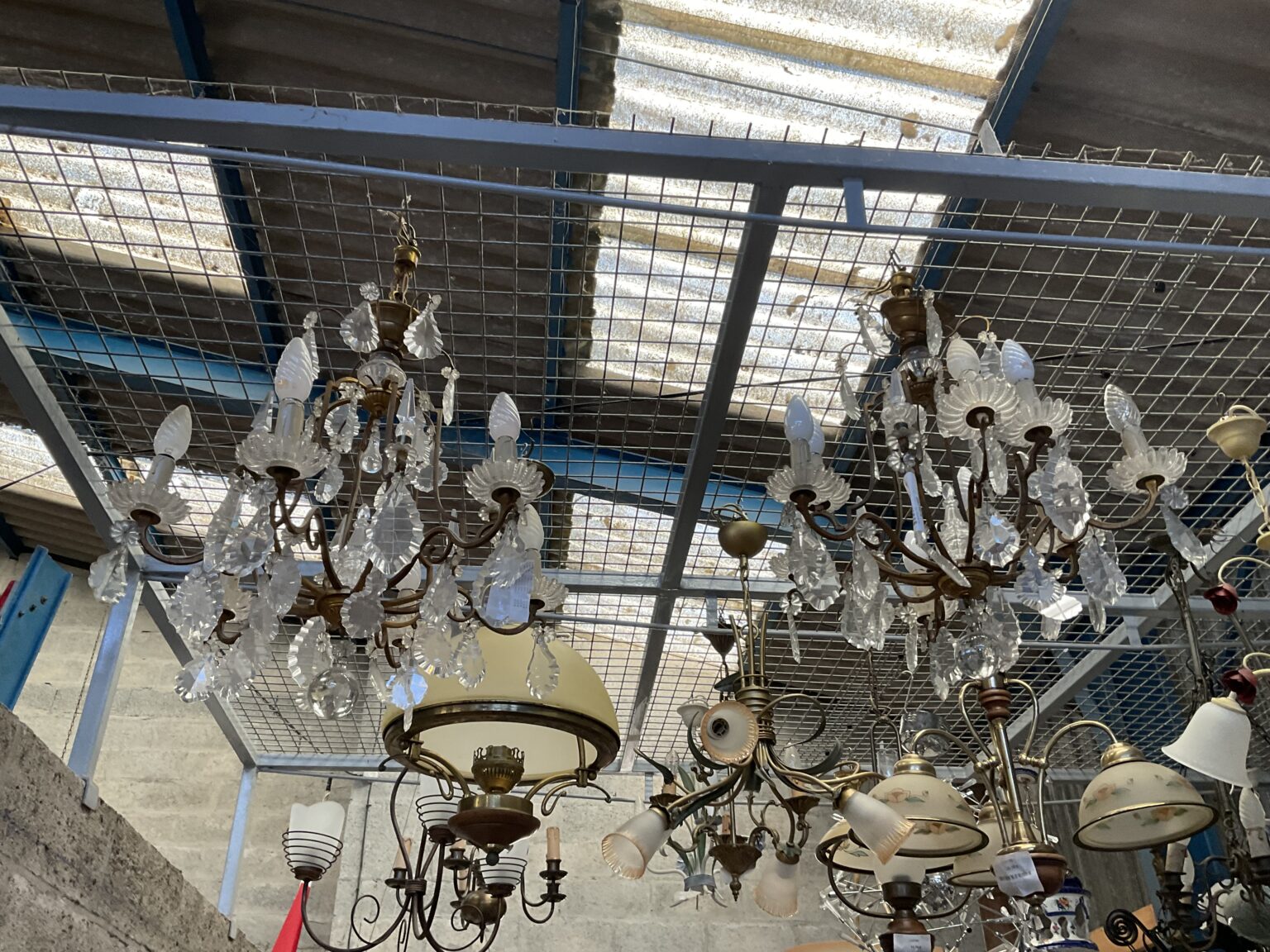 Pair of French Chandeliers with crystals. 58cm L. Town and Country Antiques