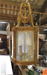 Gilt Bronze French hanging light. Glass panels . Decorated in a swag design. Will be rewired to Australian standards. Town and Country Antiques