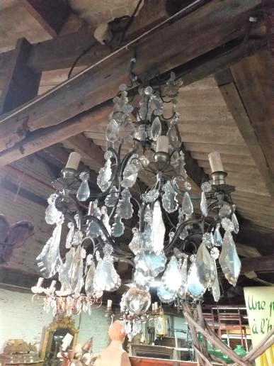 French Chandelier with crystals. Will be rewired and cleaned . Bronze frame. Town and Country Antiques