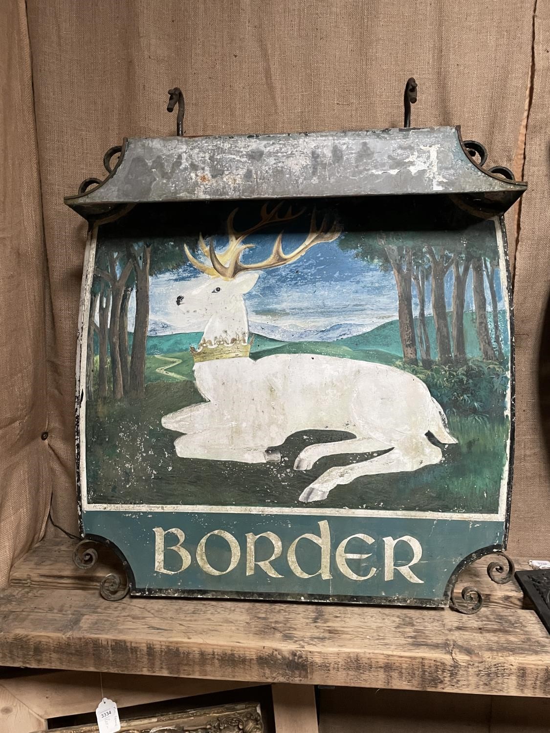 Pub sign Hand painted. The White Heart. Town and Country Antiques