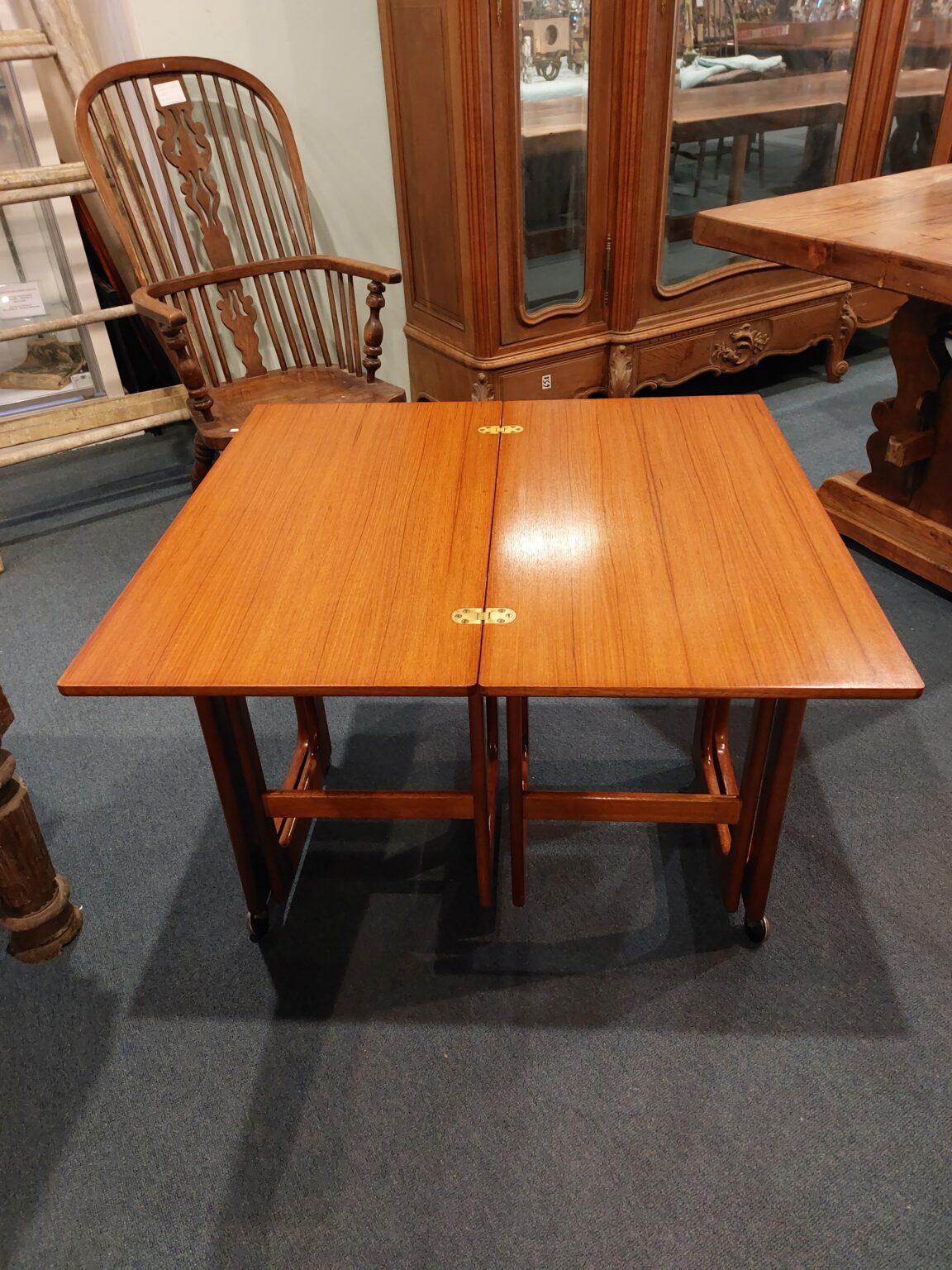 McIntosh nest of tables. Larger table folds out. Town and Country Antiques
