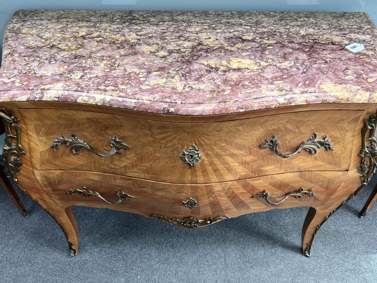 French bedside cabinets Marble top with original ormolu